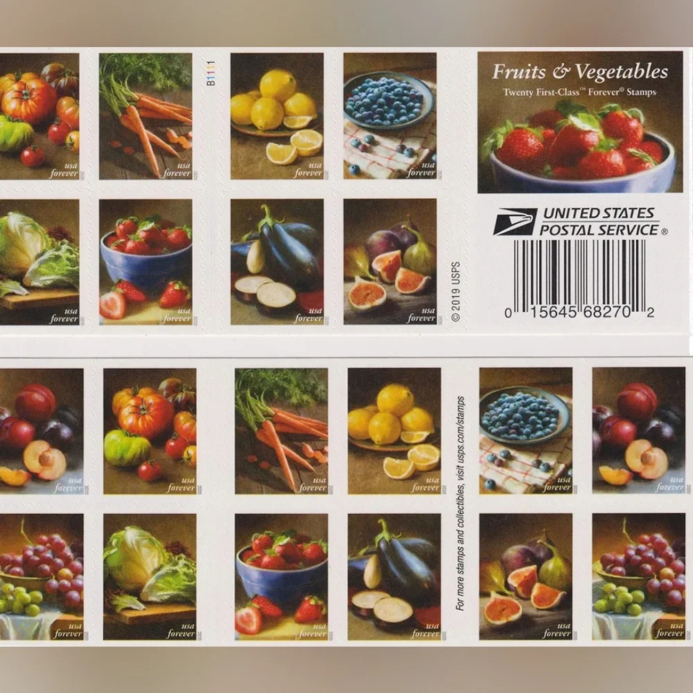 100 Fruits & Vegetables Art 2019 Forever Postage Stamps USPS Wedding Invitations